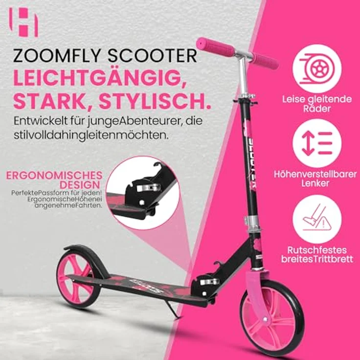 Europebazar Habib Kickroller mit 205mm XXL Rädern, klappbar, bis 100 kg, blau – Bild 3