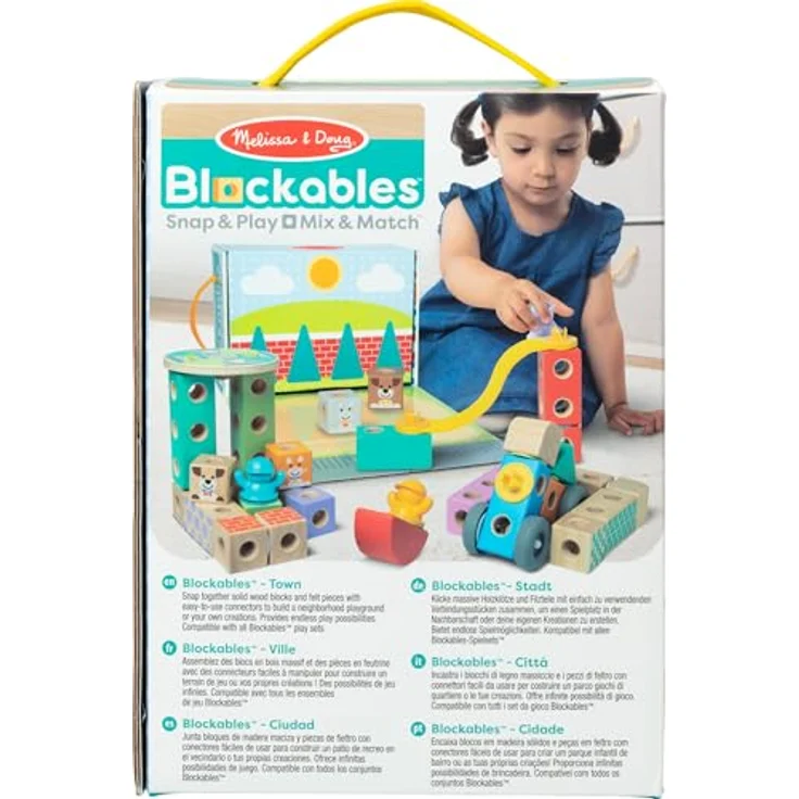 Melissa & Doug Blockables Playset Town, 73-teiliges Set mit stapelbaren Holzbausteinen und Zubehör – Bild 10