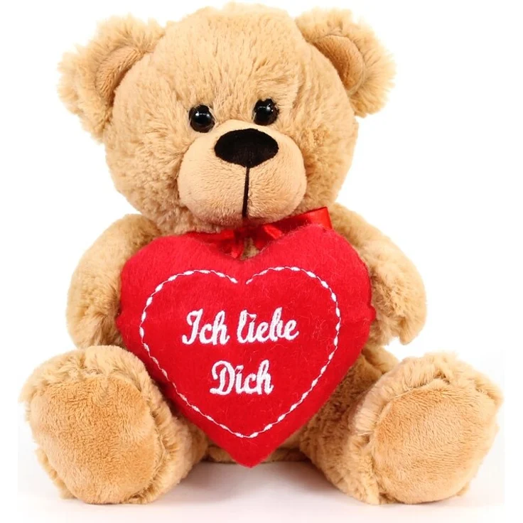 matches21 Teddybär mit Herz "Ich liebe Dich", braun, 25 cm, Plüsch Kuscheltier als Geschenkidee