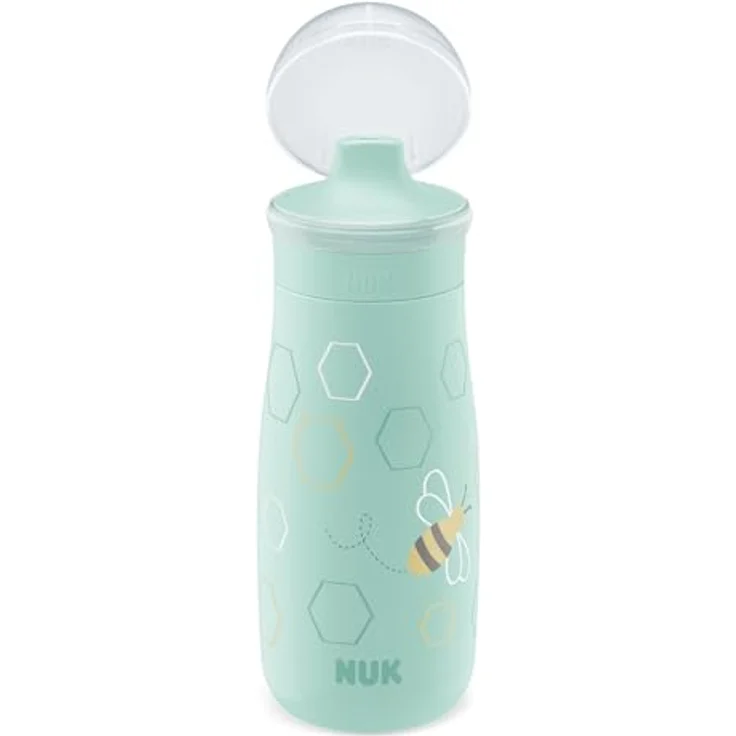 Nuk Mini-Me Sip Cup, auslaufsichere Trinkflasche mit bissfestem Trinkaufsatz, 300 ml, Biene, Mint – Bild 4