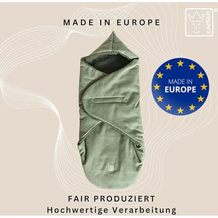 Kaiser Callie Cord Einschlagdecke, Kuschelige Decke für Babyschalen und Babywannen, Mineral Green, bis 12 Monate – Bild 2