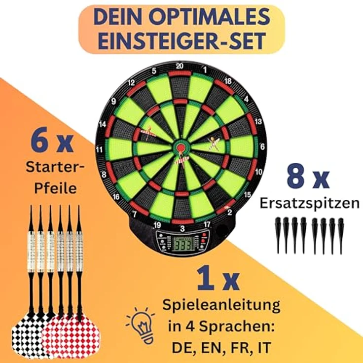 Best Sporting Dartscheibe elektronisch Windsor Glow In The Dark I E-Dartscheibe mit LCD-Anzeige I für 4 Spieler – Bild 2