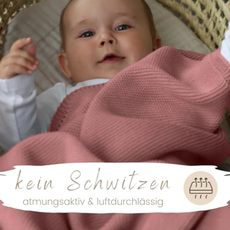 DIKOS® Babydecke Beere aus *100%* GOTS Bio Baumwolle | 4 Jahreszeiten Neugeborenen Decke für Baby Mädchen | Strickdecke Kuscheldecke Baumwolldecke Kinderwagen | Erstausstattung Geschenk zur Geburt – Bild 5