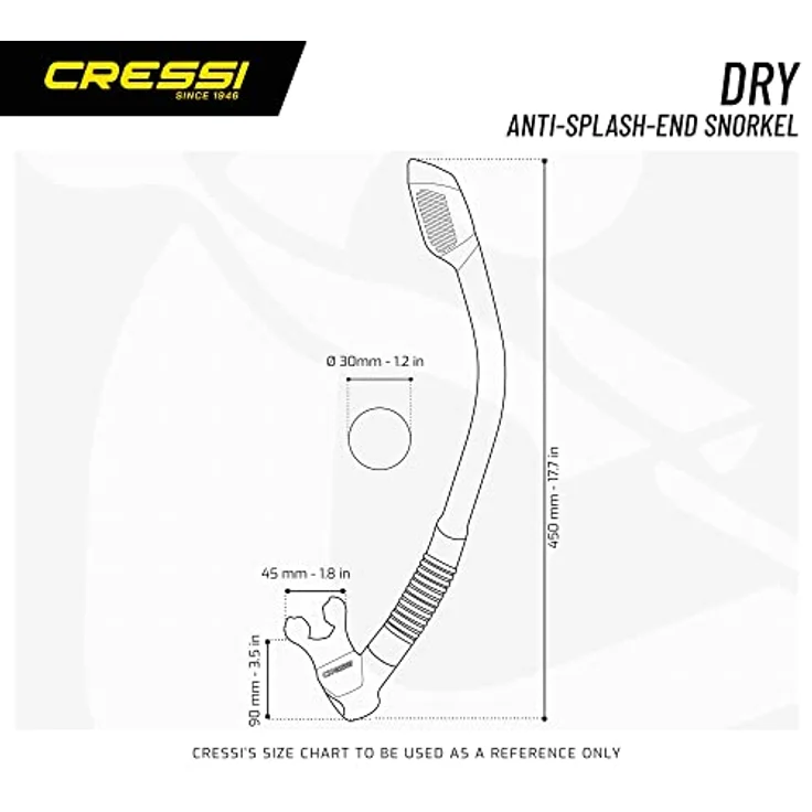 Cressi Schnorchel Ultra Dry, clear/azure, 40 x 10 x 4 cm, ES259062 – Bild 3