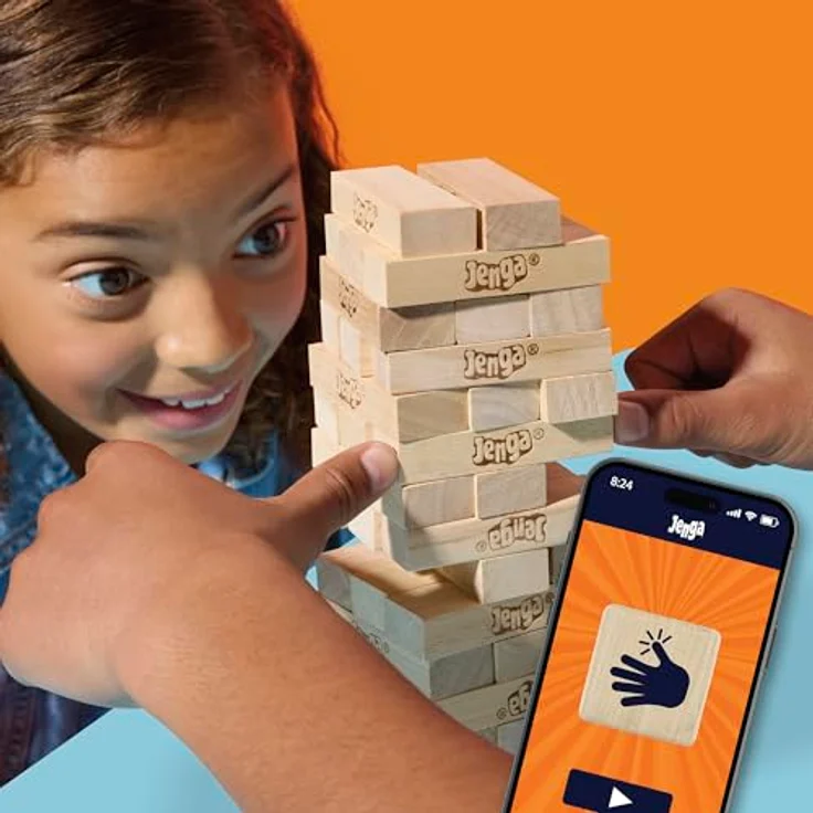 Hasbro Jenga Spiel, mit digitalem Würfel und kostenloser Web-App, klassisches Holzspiel für 2-4 Spieler, ab 6 Jahren – Bild 9
