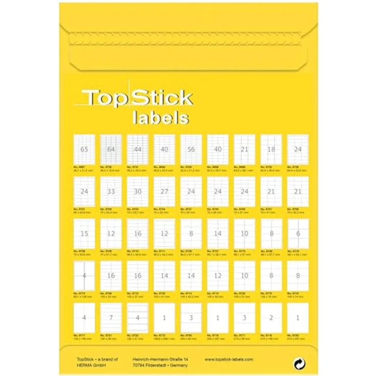 TopStick 8791 Universal Etiketten, 100 Blatt, selbstklebend, bedruckbar, matt, weiß, 22 x 12 mm, 16000 Stück – Bild 3