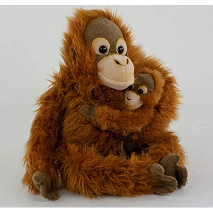 Teddys Rothenburg Kuscheltier Orang Utan AFFE mit Baby 28 cm sitzend Plüschtier by Uni-Toys, kuschelweicher Plüsch, naturgetreue Darstellung, maschinenwaschbar bis 30°C, Uni-Toys Qualität – Bild 2