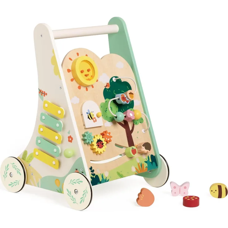 Classic World Wald, bunte Lauflernhilfe aus Holz mit Schieber, Formenbox und Geräuschfunktion