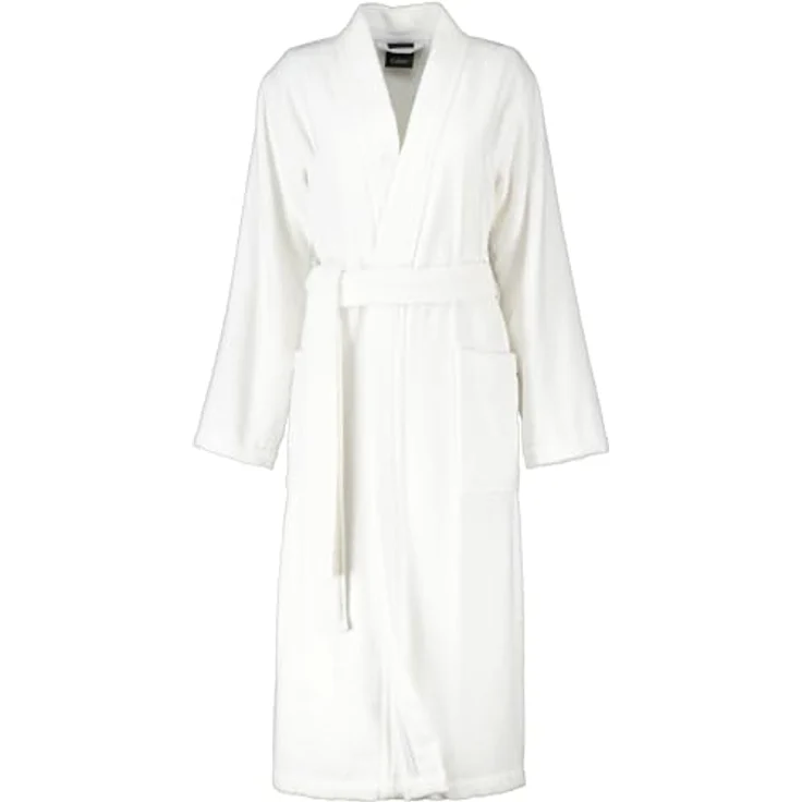 Cawoe Damen-Bademantel 826, Weiß, kimono-Optik mit praktischem Bindegürtel, Größen XS-XL – Bild 3