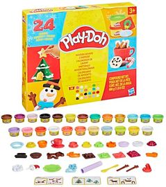 Hasbro Play-Doh Holiday Adventskalender, 24 Überraschungsgeschenke mit Play-Doh-Dosen und Zubehör