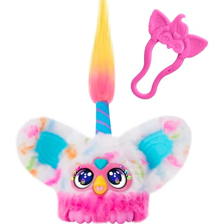 Furby Furblets Bee-Day, elektronisches Mini-Plüschspielzeug, singt "Happy Birthday", 5 cm mit Schlüsselanhänger