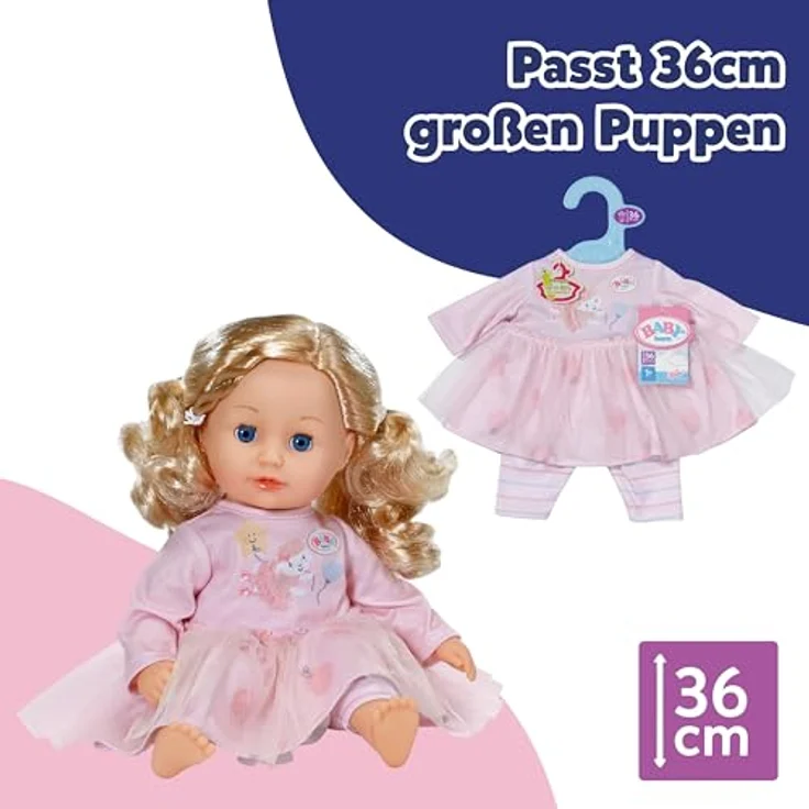 Baby Born Puppenkleidung Kleid Rosé, langärmliges Outfit mit schwingendem Tüllrock für 36 cm große Puppen – Bild 5