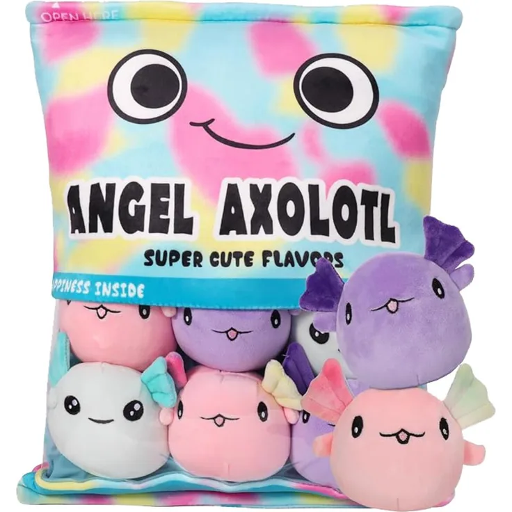 JollyPlush Großes Plüschkissen in Tütenform mit integrierten mini Plüschfiguren, ca. 50 cm