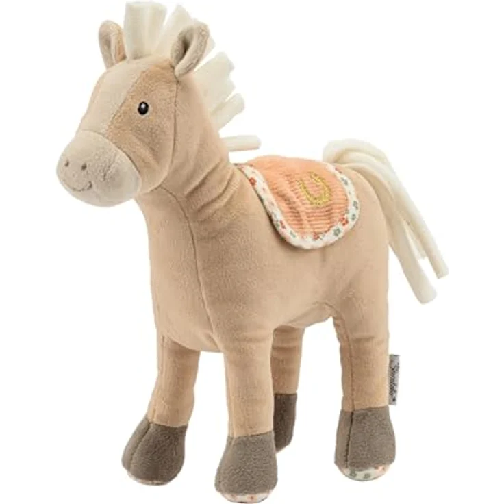 Sterntaler Spiel Kuscheltier Pferd Sunny, Rasselspielzeug aus weichem Stoff, lichtbeige, ideal ab Geburt – Bild 1