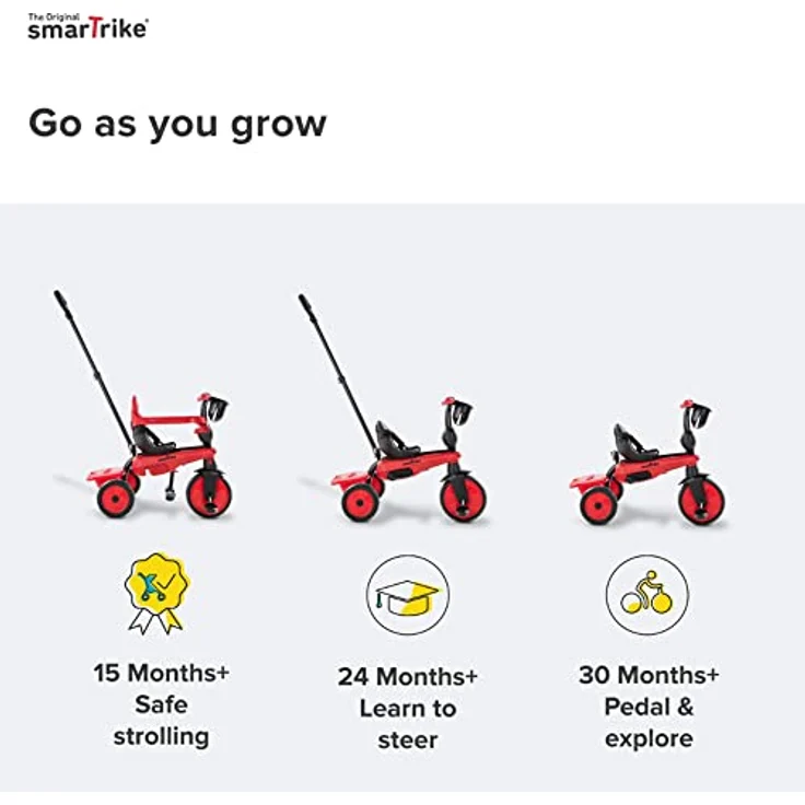 smarTrike Breeze S 6050500 3 in 1 Multifunktionales Dreirad, Anpassbares Dreirad in Rot für Kinder von 15-36 Monaten – Bild 5