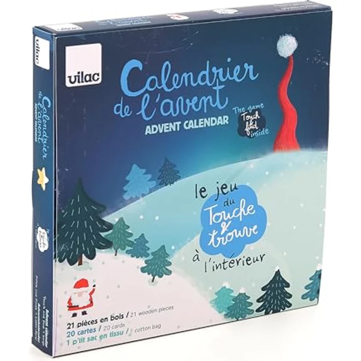 Vilac Adventskalender "Touche et trouve", 24-tägiger Spielkalender mit Holzfiguren und Spielkarten, 35 × 5 × 35 cm, für Kinder ab 2 Jahren – Bild 5