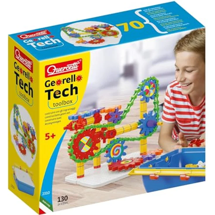 Quercetti Georello Tech Toolbox Bauspiel, Multicolor, Medium - Klemmbausteine für dreidimensionale Strukturen und Mechaniklernen – Bild 2