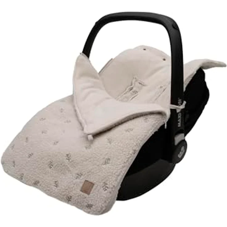 Jollein Fußsack Teddy Lovely - Teddy Stoff, für Babyschale Kinderautositz und Kinderwagen, 3-Punkt- und 5-Punkt-Gurt - Grau – Bild 1