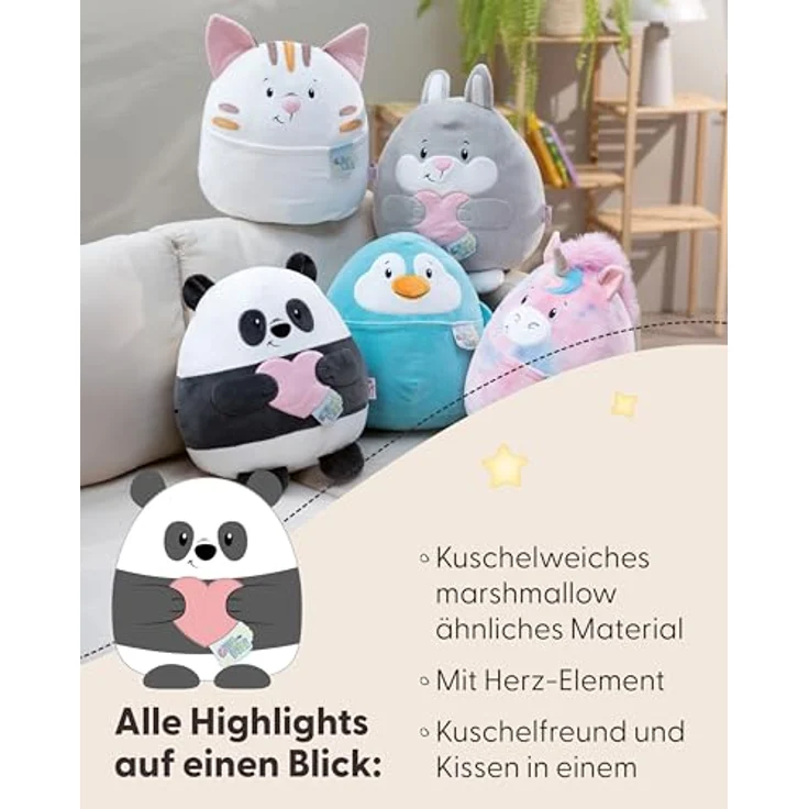 NICI CHILL-NICI Panda Kuscheltier mit Herz 30 cm - Flauschiges Stofftier aus Marshmallow-Textur-Material - Ideal zum Kuscheln, Spielen und Liebhaben - 61405. – Bild 4