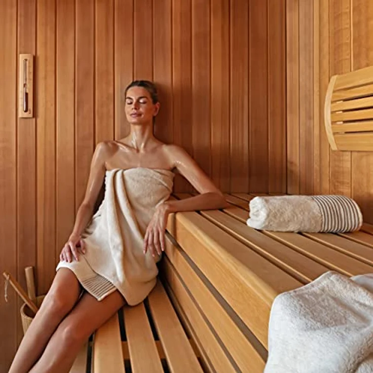 MÖVE Wellness Kapuzenbademantel, Spinair-Baumwolle, Gr. M, unisex, Oeko-Tex® Standard 100, natur – Bild 4