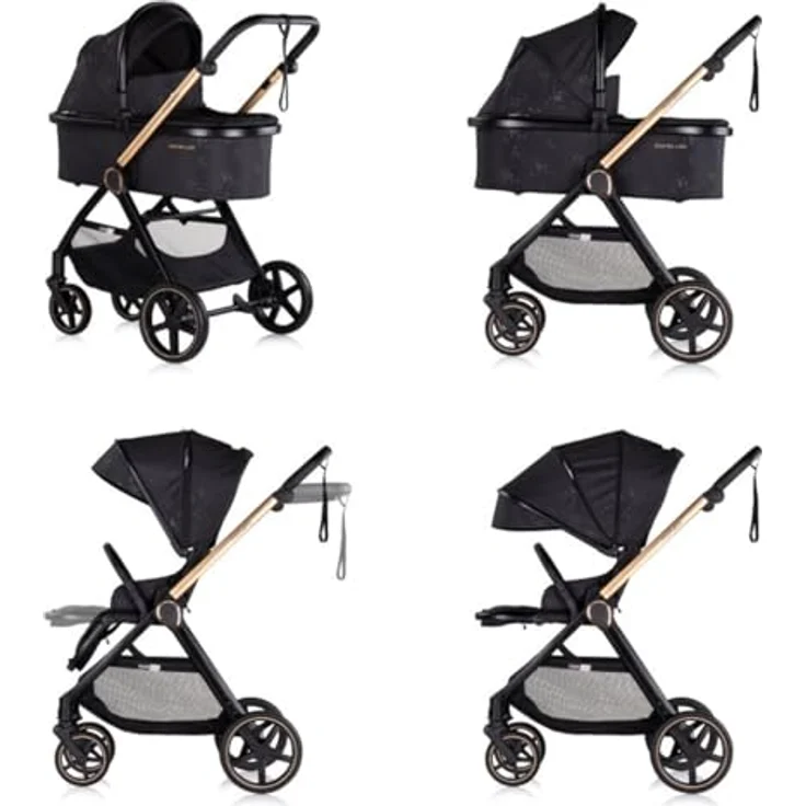 Chipolino Kombikinderwagen 3 in 1 Marbella Fußabdeckung Einlage i-Size Babyschale, Schwarz – Bild 3