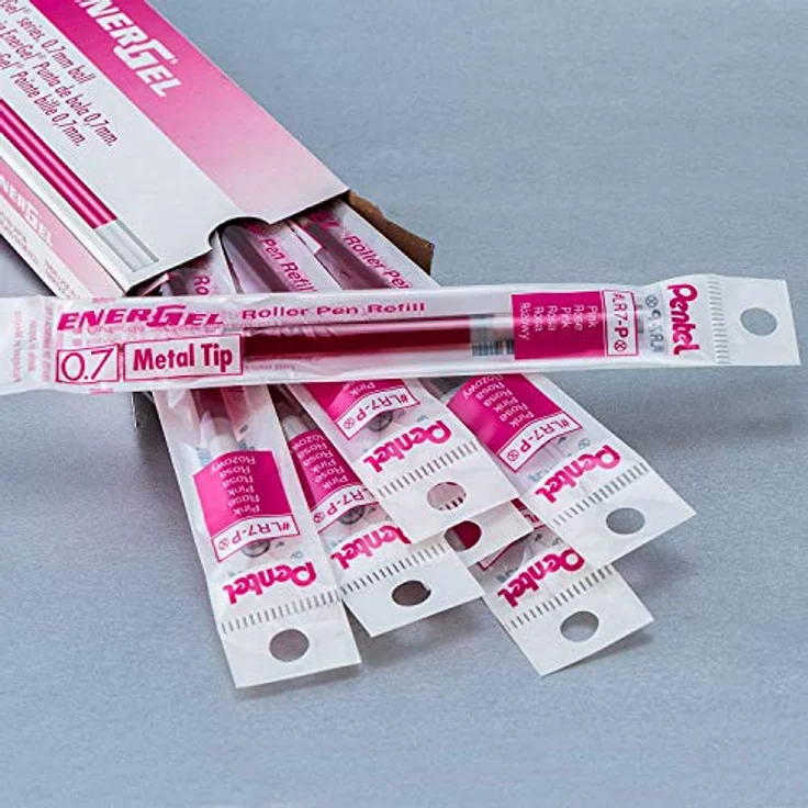 Pentel LR7-P Ersatzminen für EnerGel Gelsschreiber, 0,7 mm Metallspitze, rosa Tinte, 12 Stück – Bild 3