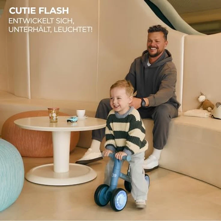 Kinderkraft Cutie Flash Laufrad, Lernlaufrad mit LED-Lichtern, sichere Konstruktion, verstellbarer Sitz für Kinder ab 1 Jahr, Rosa – Bild 2