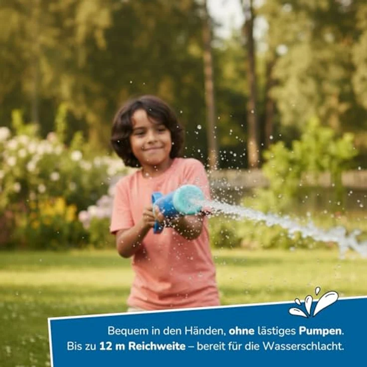alldoro 60112 - Water Shooter ca. 55 cm, Wasserspritze Reichweite bis zu 12 Meter, Wasserkanone mit 190 ml Wassertank, Wasserspritzpistole für Strand, Garten und Freizeit, für Kinder ab 3 Jahren – Bild 4