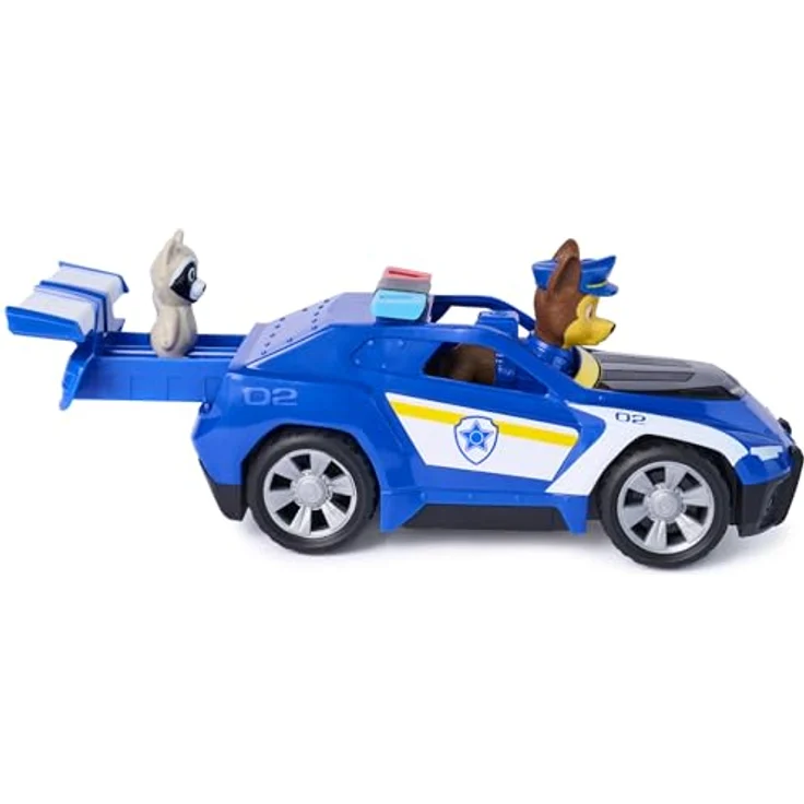 Paw Patrol PAW Search & Rescue Vehicle Chase, Pullback-Fahrzeugset mit Polizeiauto und Figuren, 15 cm, inkl. Chase und Waschbär – Bild 6