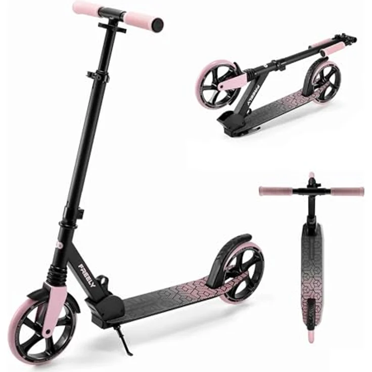 Kinderkraft Freely Scooter, klappbarer Kinderroller bis 100 kg, höhenverstellbar, TPR-Griffe, rosa – Bild 1