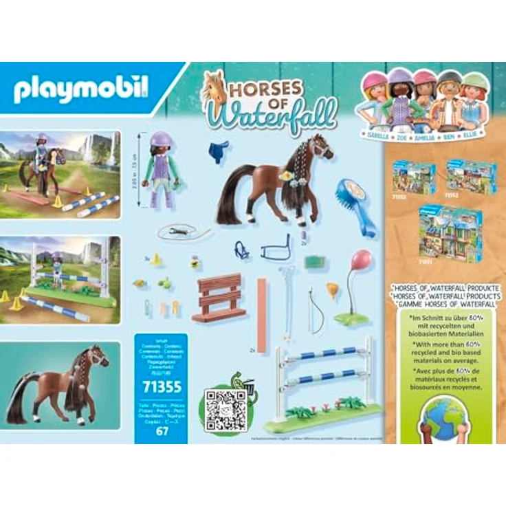 Playmobil® Konstruktions-Spielset Zoe & Blaze mit Turnierparcours (71355), Horses of Waterfall, (67 St), teilweise aus recyceltem Material – Bild 5