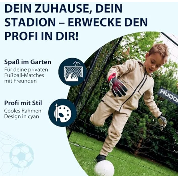 HUDORA Start Fußballtor 180 x 120 x 60 cm - Standfest & hochwertig mit Klicksystem - Garten-Tor für Kinder & Erwachsene, weiß – Bild 5