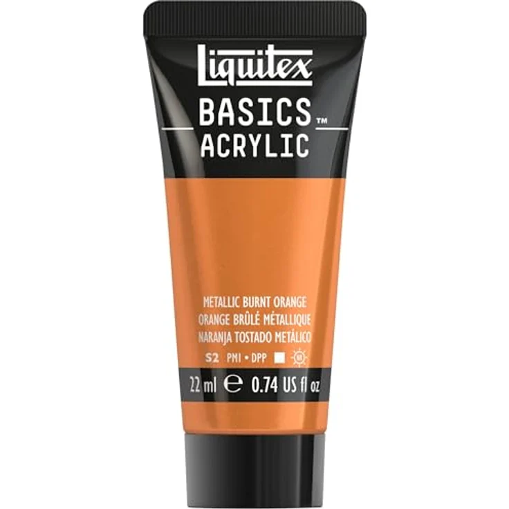 Liquitex Basics Acrylfarbe 1058344 - Metallic Gebrannte Orange - 22 ml Tube, lichtecht, mittlere Viskosität, seidenglänzend, monopigmentiert, Archivqualität – Bild 1