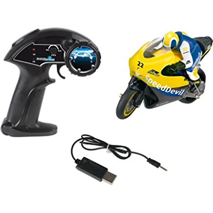 Revell Control Speed Devil I RC-Bike, Ferngesteuertes Fahrzeug mit LED Lichtern, spurstabil durch mechanischen Kreisel