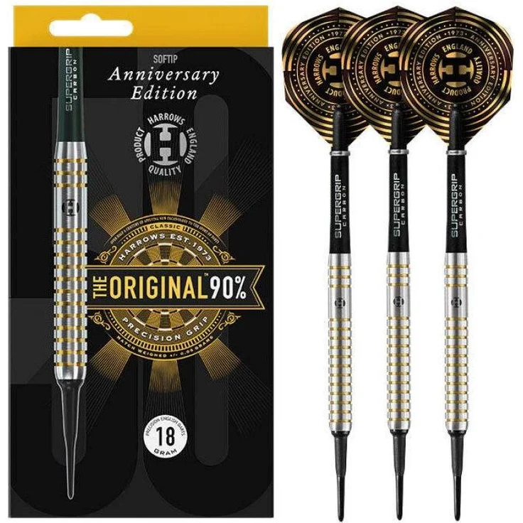 Harrows The Original Anniversary Edition Softtip, Dartpfeile mit Gold-Titannitrid-Beschichtung, 18 g