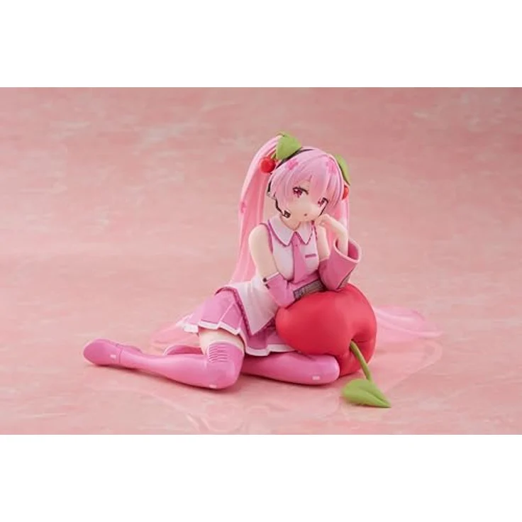 Taito Sakura Miku Desktop Cute Figure (Cherry Cushion Ver.), Sammelfigur mit Standfuß, offiziell lizenziert – Bild 2