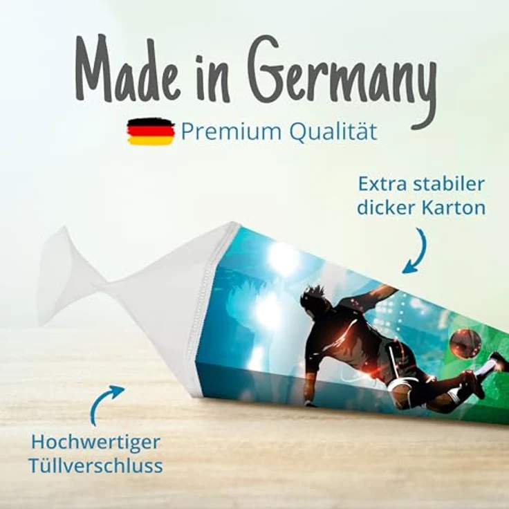 itenga Motiv Schultüte 85cm für Jungen, eckig mit Tüllverschluss, stabile Zuckertüte mit Dinosaurier, Traktor, Rennauto, Feuerwehr, Polizei und Fußball Designs – Bild 5