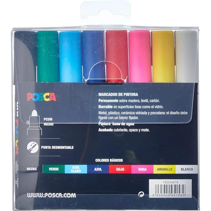 POSCA Posca UNI Stifte-Set, Filzstifte mit 8 Farben, 5 mm, Basic – Bild 2