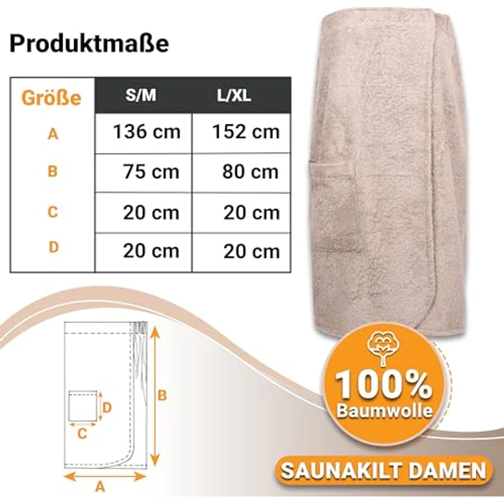 Zollner Bademantel Fango, Textil in L/XL, Oeko-Tex® Standard 100, saugfähig, mit Oberschenkeltasche und Gummizug – Bild 5