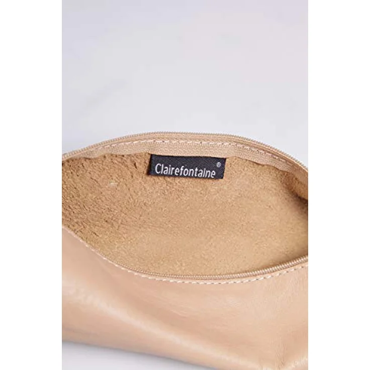 Clairefontaine 8301C Schlampermäppchen aus echtem Lammleder, 22 x 6cm, natur, innen Wildleder – Bild 2