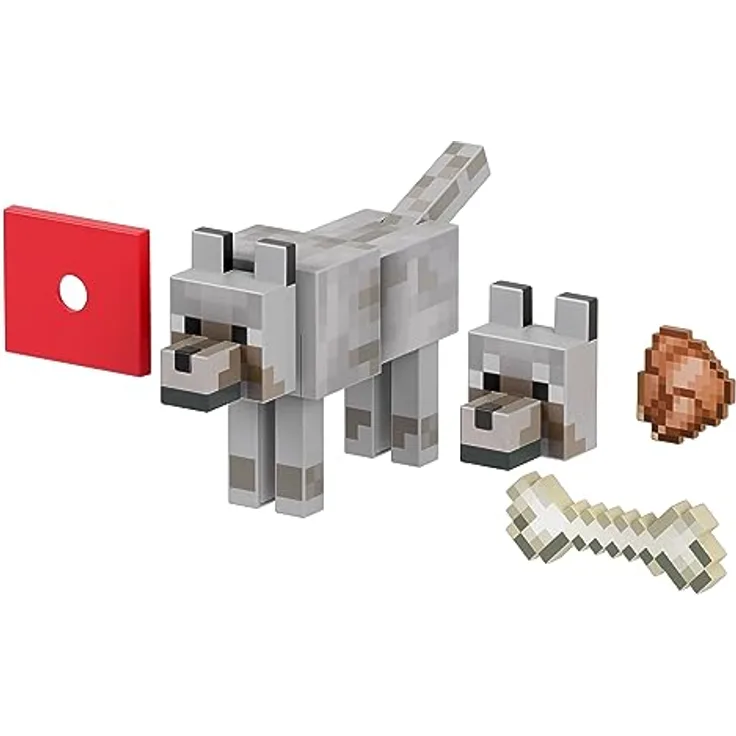MINECRAFT Diamond Collection - Wolf Actionfigur mit beweglichen Gelenken und individuell gefertigtem Zubehör, für Sammler und Fans der einzigartigen Pixelwelt, ca. 14 cm groß, HLN41 - Preisvergleich