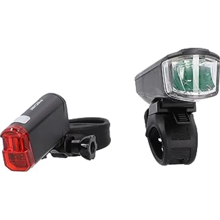 Fischer Fahrrad LED-Batterie Beleuchtungs-Set small-Box, mit LED Technologie, spritzwassergeschützt, schwarz, 1 Stück