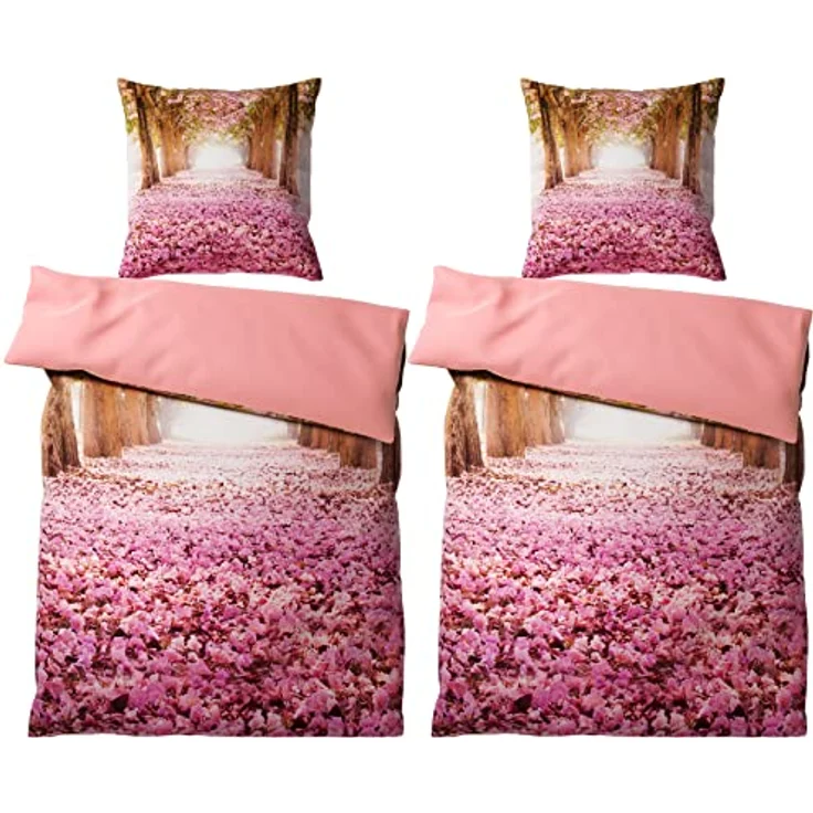 Sanilo® Bettwäsche 135x200 cm, 100% Baumwolle, 4-teilig, Oeko-TEX zertifiziert, Wendebettwäsche, Romantik-Design – Bild 3