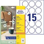 AVERY Zweckform 6225-10 Runde Etiketten (150 Klebepunkte, Ø51mm auf A4, runde Aufkleber zum Bedrucken, selbstklebende Produktetiketten, permanent haftende Marmeladenetiketten) 10 Blatt, weiß