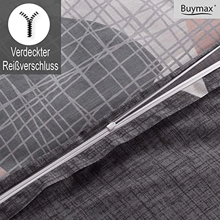 Buymax® Bettwäsche 155x220, 4-Teiliges Set aus 100% Baumwolle, ÖKO-TEX zertifiziert, mit 2 Kissenbezügen 80x80cm und Reißverschluss, Pflegeleicht und strapazierfähig – Bild 4
