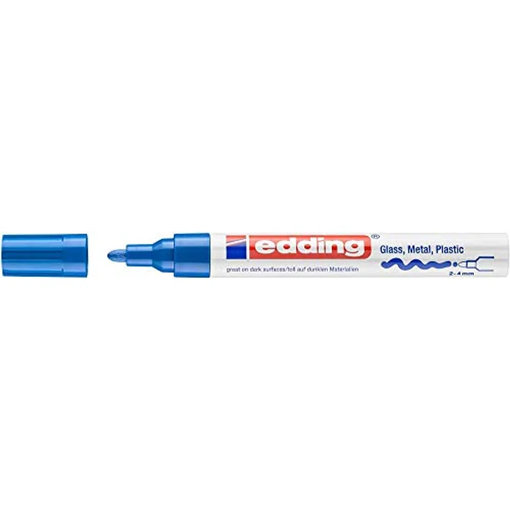 edding 750 Glanzlackmarker - blau - 1 Lackmarker - Rundspitze 2-4 mm - Lackstift für Glas, Stein, Holz, Kunststoff und Papier - wasserfest, stark deckend – Bild 2