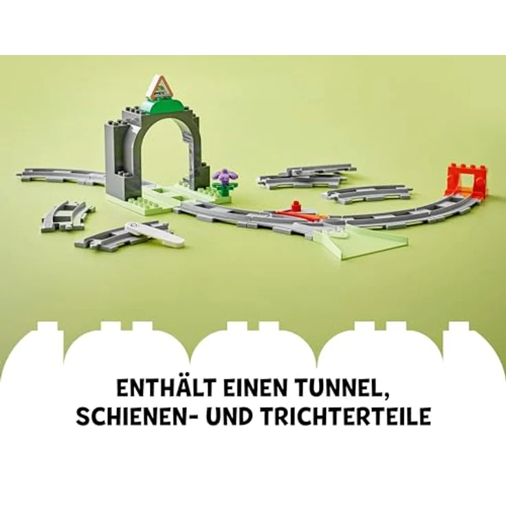 LEGO DUPLO Town 10425 Eisenbahntunnel und Schienen – Erweiterungsset mit 10 Schienensegmenten und Aktionsstein, Mehrfarbig – Bild 4