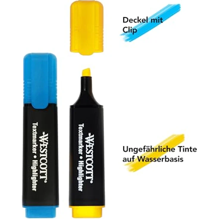 Westcott Textmarker Tischset 20 Stück in Neon und Pastell | Organisationssystem, 2-5 mm Strichstärke, Premium Tinte | E-744250 00 – Bild 4