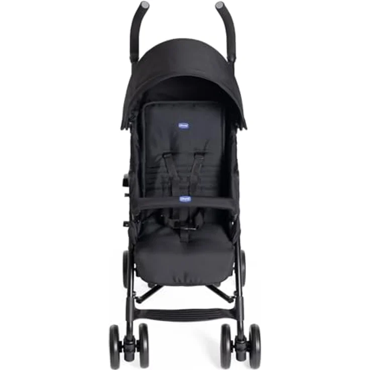 Chicco Echo Light Kinderwagen, Buggy von 0 Monaten bis 22 kg, verstellbare Rückenlehne, geräumiger Sitz, Stoßstangenmanschette, faltbarer Regenschirm, Zwillingsbremsen und schwenkbare Vorderräder, monochromer Look, blau – Bild 2
