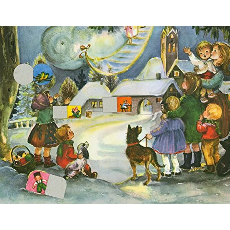 Richard Sellmer Verlag Nostalgischer Adventskalender "Seht die Himmelsleiter", 24 Bilder mit Glimmer, ca. 26,5 x 35,5 cm, Made in Germany – Bild 2
